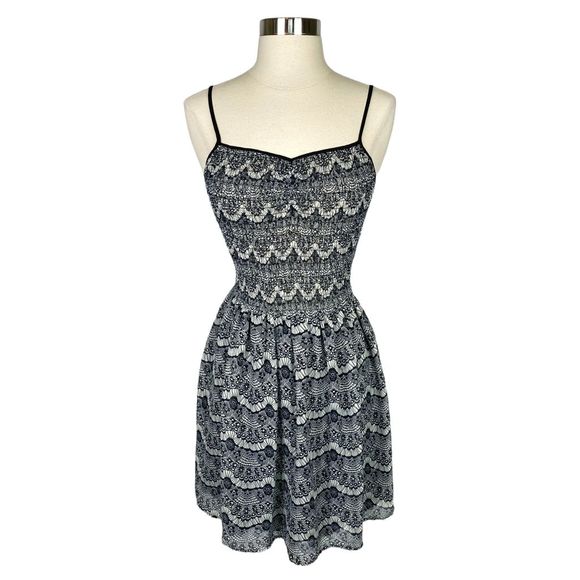 dELiA*s Black & Gray Lace Pattern Smocked Dress - Size Small - Picture 1 of 8